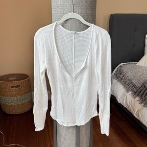 Free People White Long Sleeve Top